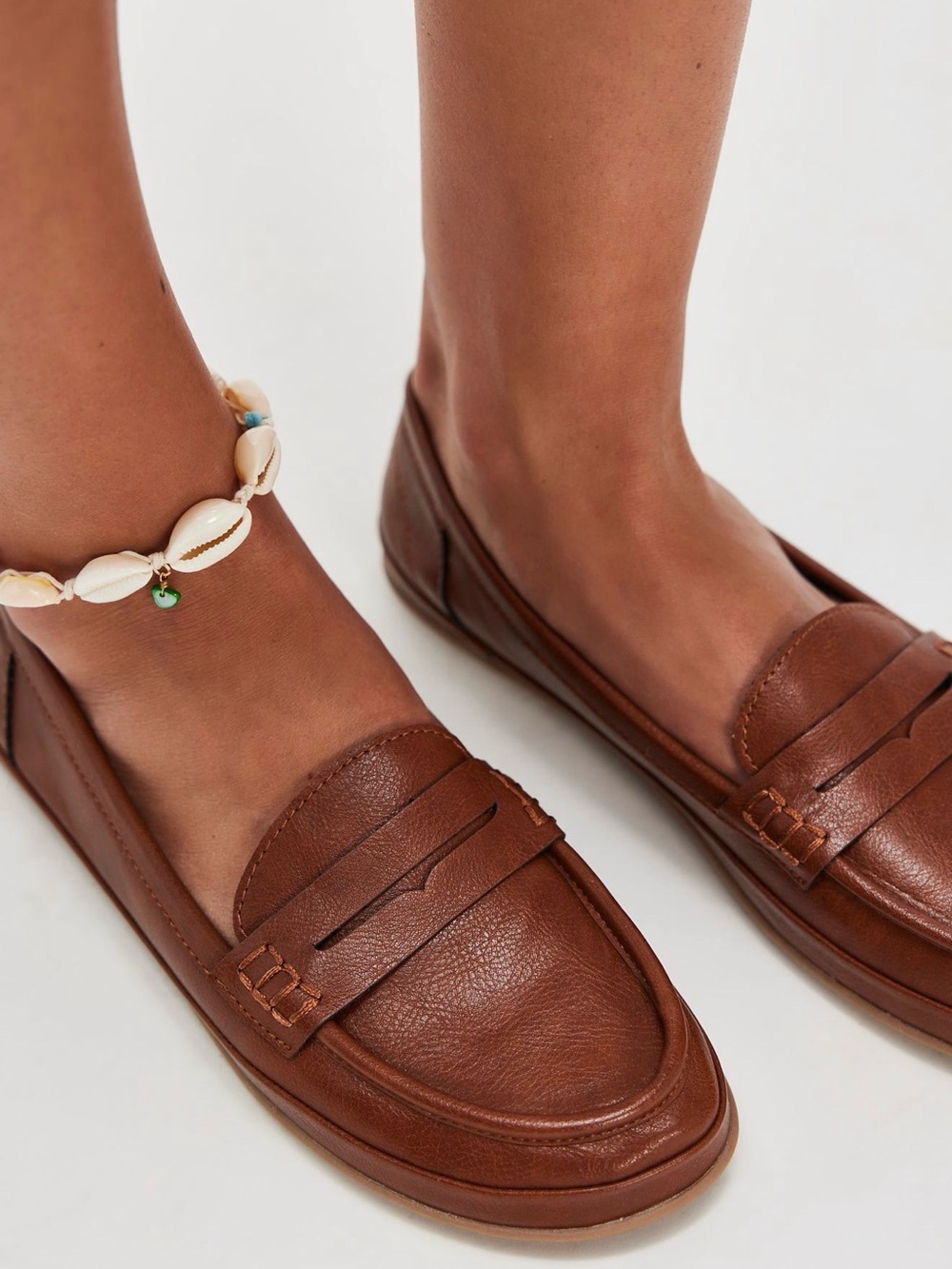 BC Footwear Olivia Brown Vegan Penny Loafer Shoes
